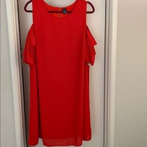 Red cold shoulder dress